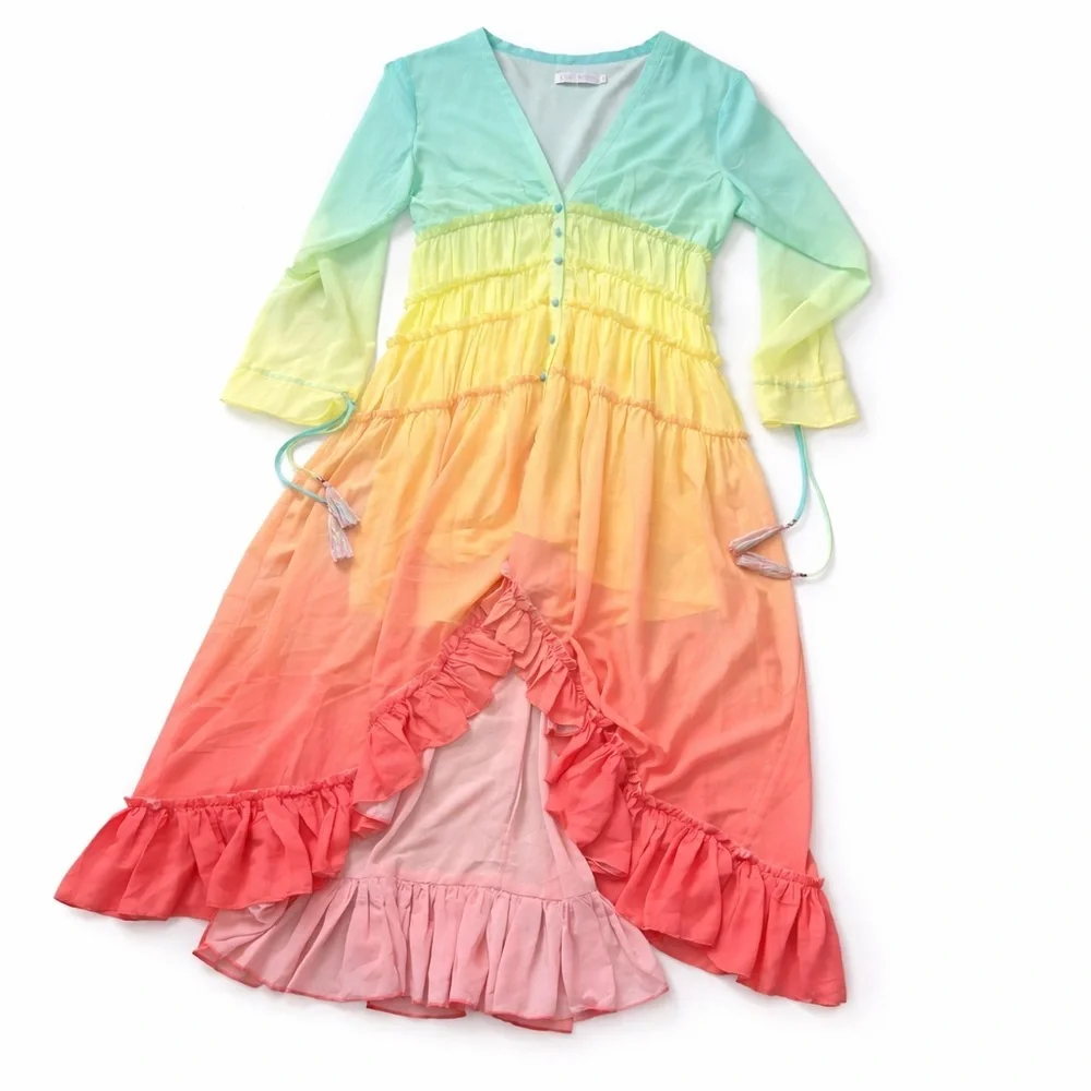CHICWISH Ombre Ruffle Maxi Dress – Size XS - Picture 7 of 10